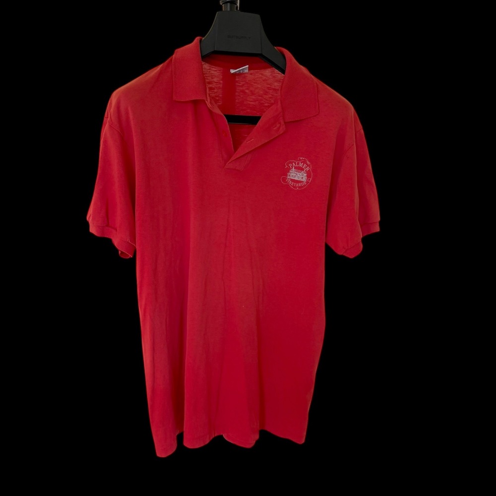 Vintage Anvil Palmer Vineyards Polo Shirt XL Red Short Sleeve Made in USA